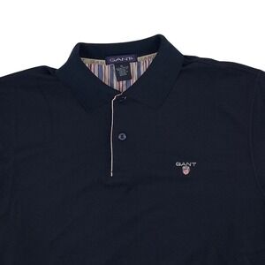 Gant Polo Shirt Mens XL Midnight Blue Short Sleeve Cotton Pique Preppy Old Money